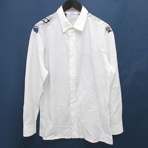 HERMES エルメス セリエボタン スカーフ柄 長袖 シャツ 40 白系  