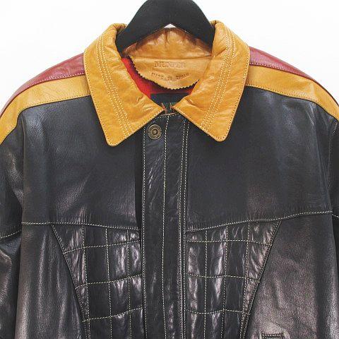 ムンペル MUNPER レザージャケット ミディアム丈 50 黒系 ムンペル MUNPER レザージャケット ミディアム丈 50 黒系