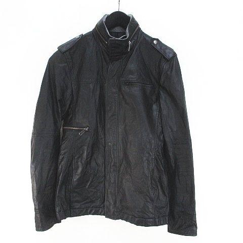 コムサメン COMME CA MEN レザージャケット 革ジャン M 黒系 ブラック 