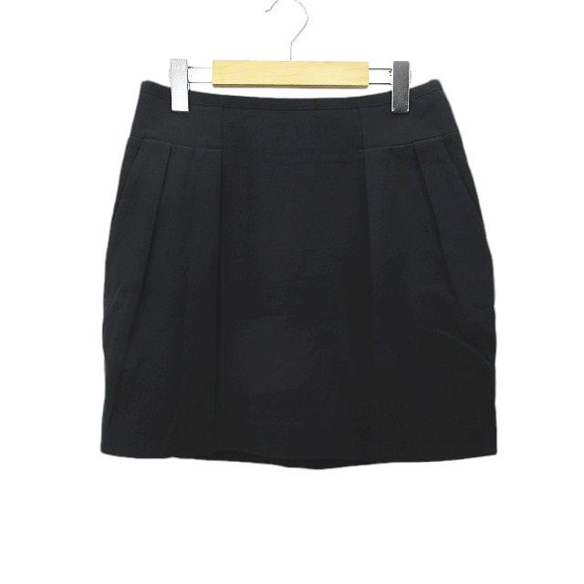 ドゥロワー Drawer ミニ丈 台形 スカート 36 黒系 ブラック 無地  