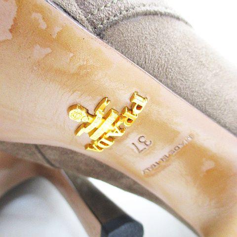 PRADA プラダ ショートブーツ プラットフォーム ベルト 37 モカ  