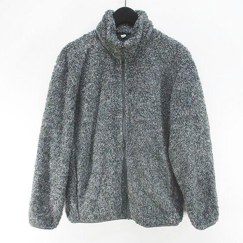 ユニクロ UNIQLO フリースジャケット M 灰系 グレー ミックス ジップ 