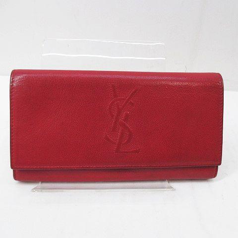 イヴサンローラン YVES SAINT LAURENT 長財布 ロゴ レッド 赤 レザー 