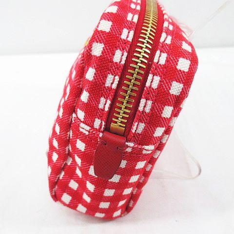 PRADA（プラダ） メイクポーチ ギンガムチェック 赤系 レッド 