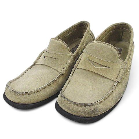 ポリーニ Pollini ペニーローファー スクエアトゥ ベージュ スエード 