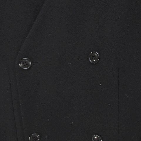 ハイク HYKE ロング丈 ノーカラーコート 2 黒系 ブラック ダブルボタン