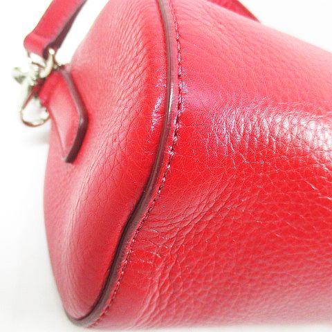 ヒロフ HIROFU 筒型 2WAY ハンドバッグ ショルダーバッグ レッド 赤  