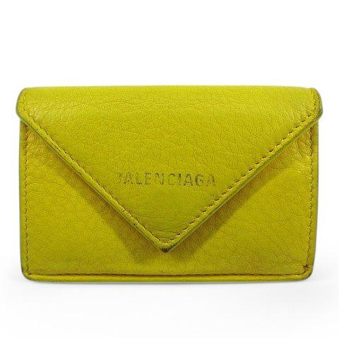 極希少 BALENCIAGA バレンシアガ 三つ折り財布 レザー ゴールドロゴ