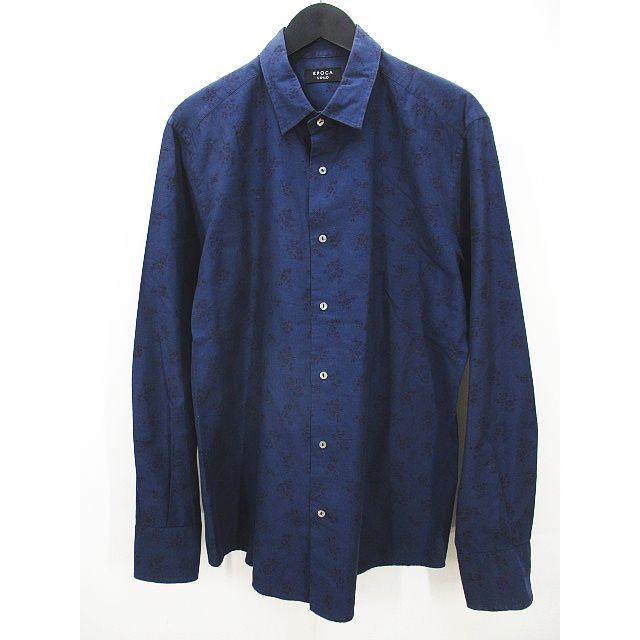 エポカ ウォモ EPOCA UOMO 小花柄 長袖 シャツ 50 紺系 ネイビー 