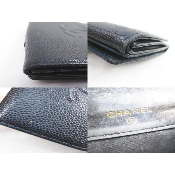 CHANEL（シャネル） キャビアスキン Wホック 2つ折り財布 ココマーク