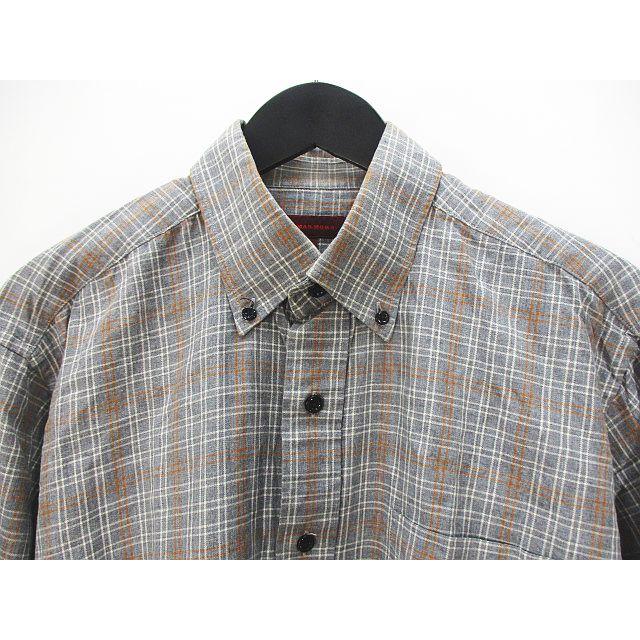 MARMORA チェック柄 長袖 シャツ L 灰系 グレー ボタンダウン 綿