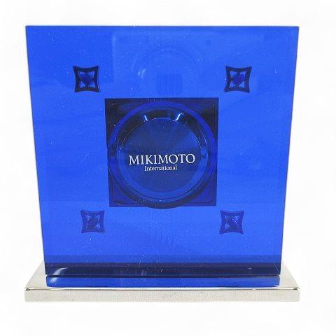 ミキモト MIKIMOTO クオーツクロック スクエア型 置時計 青系 ブルー