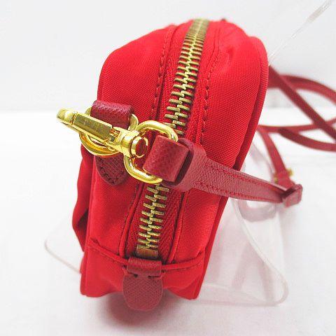 PRADA マイクロミニ ショルダーバッグ リボン ナイロン カード レッド