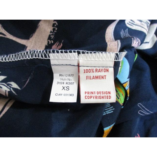 【専用】KAHALA アロハシャツ 半袖 XS ネイビー/ホワイト カハラ Kahala 半袖 アロハシャツ XS 紺系 ネイビー プリント