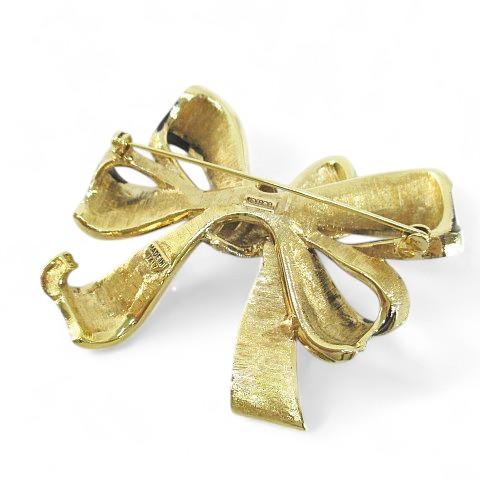 ロフィシャル L'OFFICIEL ブローチ リボンモチーフ 黒系 ブラック