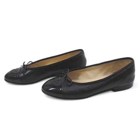 CHANEL シャネル フラットシューズ パンプス リボンココマーク 35