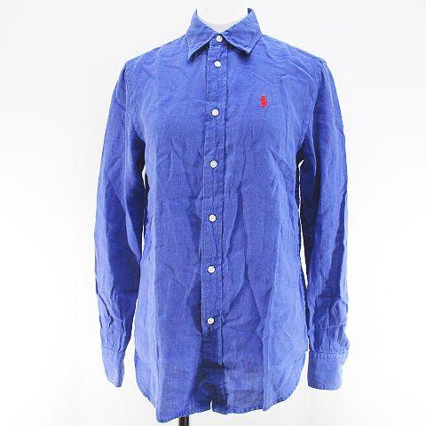 ラルフローレン ポロ リネンシャツ ビンテージ ボタンダウン 長袖シャツ 青 POLO RALPH LAUREN ポロ ラルフローレン シャツ 長袖 リネン