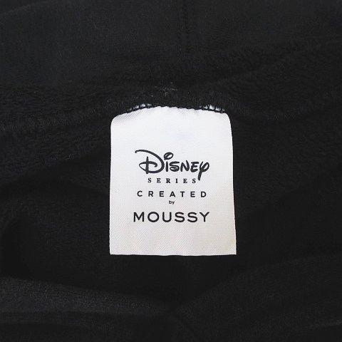 マウジー MOUSSY ディズニー Disney コラボ 長袖 パーカー ミッキーマウス FREE 黒系 ブラック プリント リブ レディース MOUSSY マウジー ディズニー Disney コラボ 長袖 パーカー