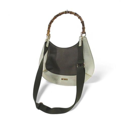 美品✨ Jockie Chan バンブーハンドル 2WAY ハンドバッグ 深緑 バンブーハンドル ミニ ショルダーバッグ（BO3DCA0002