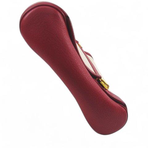 【中古】エルメス HERMES toilet bag in burgundy leather and beige canvas クラッチバッグ キャンバス レザー HERMES（エルメス） HERMES toilet bag in burgundy leather and beige