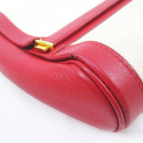 HERMES（エルメス） HERMES toilet bag in burgundy leather and beige