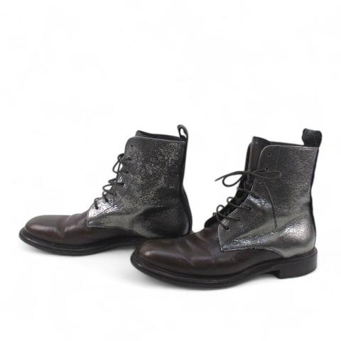 【中古】ブルネロクチネリ BRUNELLO CUCINELLI ショートブーツ レースアップ バイカラー ラメ 37 イタリア製 レディース ブルネロクチネリ BRUNELLO CUCINELLI ショートブーツ レースアップ