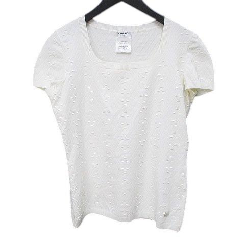 CHANEL 半袖ニット　クルーネック　Tシャツ　セーター　シャネル　ニット CHANEL 半袖ニット クルーネック Tシャツ セーター シャネル ニット