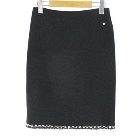 【ほぼ未使用美品】CHANEL　ビンテージ　タイトスカート 黒＋白パイピング CHANEL シャネル タイトスカート 黒 【公式通販】