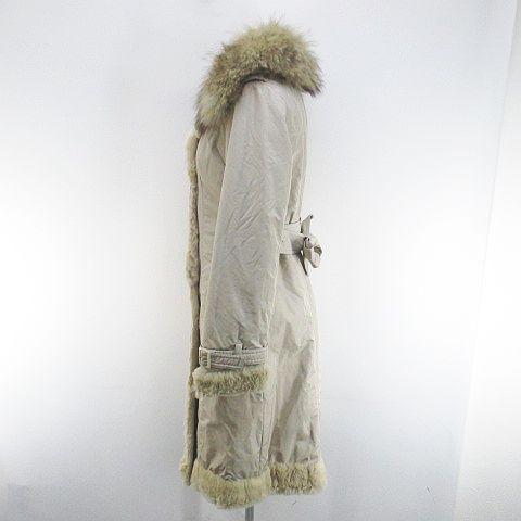 【中古】エポカ EPOCA パデットコート ロング丈 ラクーンファー ラビットファー 毛皮 40 ベージュ系 裏地 レディース エポカ EPOCA パデットコート ロング丈 ラクーンファー ラビットファー