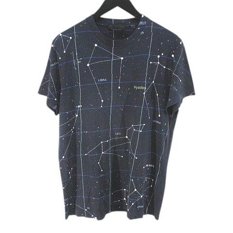 【中古】プラダ PRADA 星座 星柄 天体柄 半袖 Tシャツ カットソー S 紺系 ネイビー イタリア製  メンズ PRADA（プラダ） 星座 星柄 天体柄 半袖 Tシャツ カットソー S 紺系