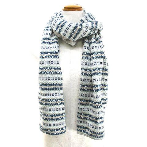 【中古】マーロ malo マフラー ストール ニット カシミヤ 灰系 グレー 総柄 メンズ レディース マーロ malo マフラー ストール ニット カシミヤ 灰系 グレー 総柄