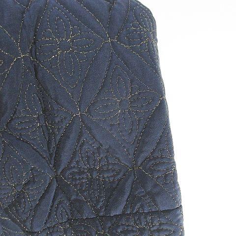 【中古】未使用品 ダナパリ DANAPARIS キルティングコート ミディアム丈 絹 シルク 9 紺系 ネイビー 日本製 刺繍 裏地 未使用品 ダナパリ DANAPARIS キルティングコート ミディアム丈 絹