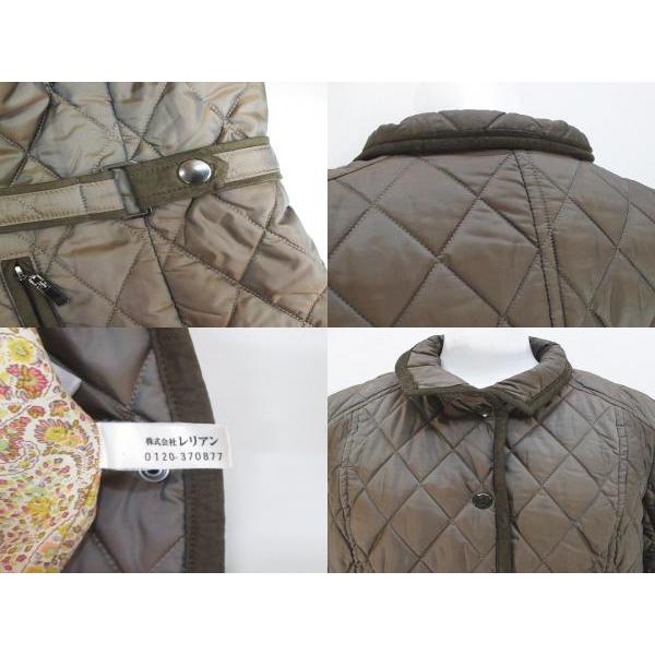 レリアン Leilian 中綿 キルティング ジャケット 9 茶系 ブラウン 偏光