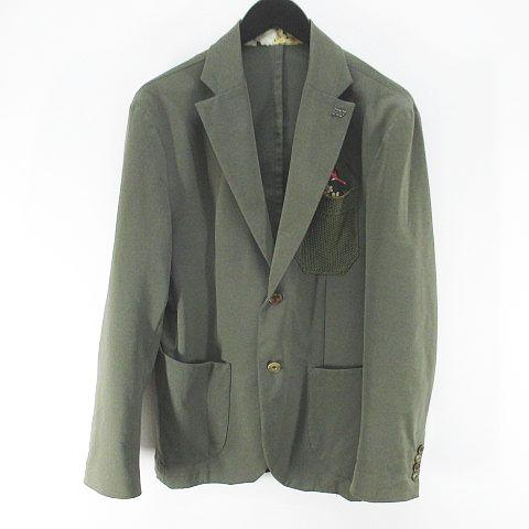 ボブ BOB テーラード ジャケット 背抜き 48 緑系 グリーン イタリア製