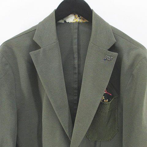 ボブ BOB テーラード ジャケット 背抜き 48 緑系 グリーン イタリア製