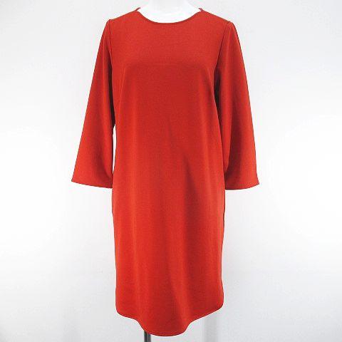 元町ゼラール zelal 七分袖 ワンピース 膝丈 9AR オレンジ 無地