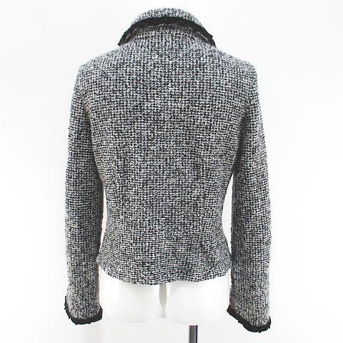 ランバン LANVIN ニットジャケット 比翼 38 黒系 ブラック 日本製