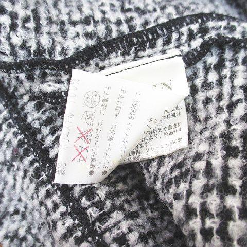 【中古】ランバン LANVIN ニットジャケット 比翼 38 黒系 ブラック 日本製 フリル スナップボタン 総柄 レディース ランバン LANVIN ニットジャケット 比翼 38 黒系 ブラック 日本製