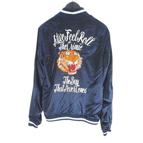 【中古】クライミー CRIMIE リバーシブル スカジャン ジャケット トラ柄 M 紺系 ネイビー 刺繍 ジップアップ ポケット クライミー CRIMIE リバーシブル スカジャン ジャケット トラ柄 M 紺系