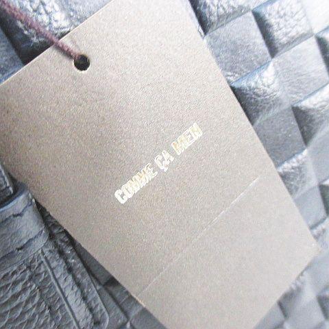 未使用品 コムサメン COMME CA MEN 市松トートバッグ ブラック レザー