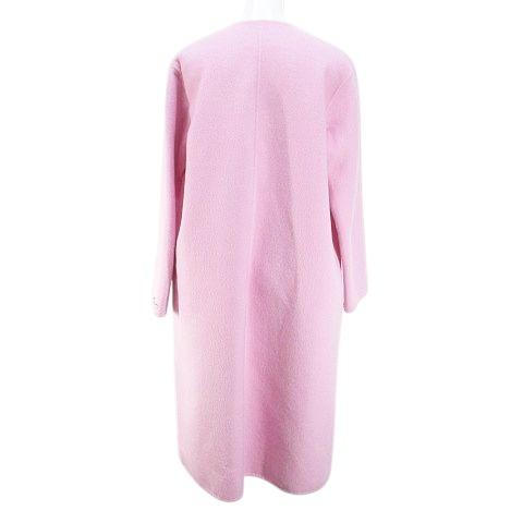【中古】セルフォード CELFORD ロング丈 ノーカラーコート 前開き F ピンク系 ポケット 毛 ウール 無地 レディース セルフォード CELFORD ロング丈 ノーカラーコート 前開き F ピンク系