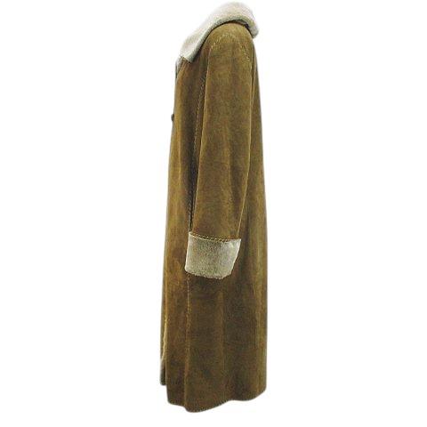 【中古】クリスティア CHRISTIA リバーシブル 羊革 ムートンコート ロング 44 キャメル ファー ボタン 刺繍 ステッチ クリスティア CHRISTIA リバーシブル 羊革 ムートンコート ロング丈 44