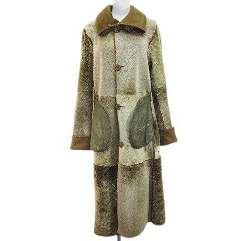 クリスティア CHRISTIA リバーシブル 羊革 ムートンコート ロング丈 44