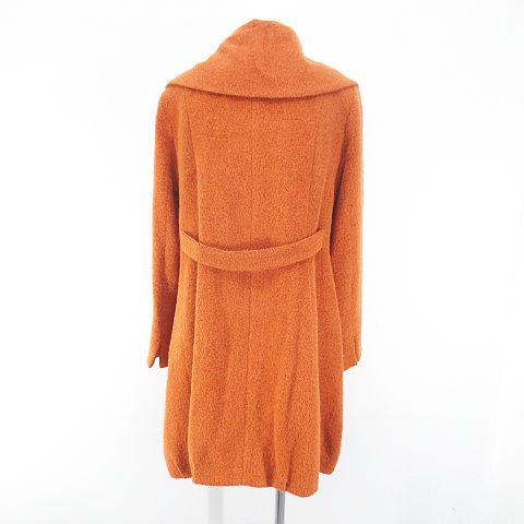 【中古】イグレック igrek ロングコート M オレンジ系 日本製 ポケット アルパカ 毛 ウール 裏地 無地 レディース イグレック igrek ロングコート M オレンジ系 日本製 ポケット