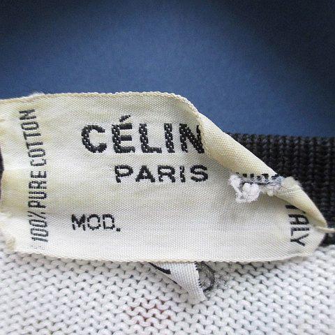 CELINE（セリーヌ） 水玉 ドット 長袖 カーディガン ニット 40 白系 