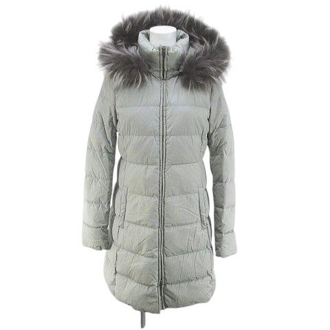 【中古】セオリー Theory 01-4309607 ダウンコート ラクーンファー 毛皮 P 灰系 グレー ジップアップ ポケット 裏地 theory（セオリー） Theory 01-4309607 ダウンコート ラクーンファー