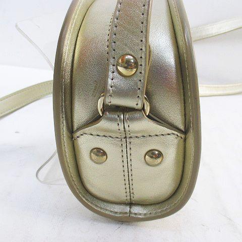 【中古】アーペーセー A.P.C. ショルダーバッグ ポシェット  ハーフムーン ロゴ ゴールド系 レザー  レディース A.P.C.（アーペーセー） ショルダーバッグ ポシェット ハーフムーン