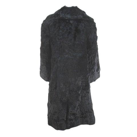 毛皮コート ラビットファー ロング丈 44 黒系 ブラック ホック