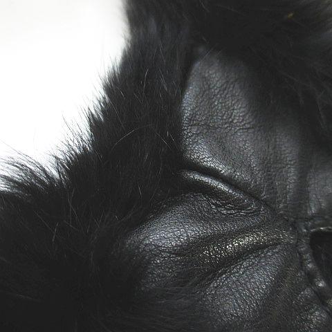 【中古】毛皮コート ラビットファー ロング丈 44 黒系 ブラック ホック ポケット 裏地 レディース 毛皮コート ラビットファー ロング丈 44 黒系 ブラック ホック