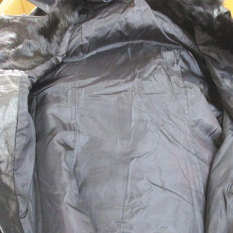 毛皮コート ラビットファー ロング丈 44 黒系 ブラック ホック